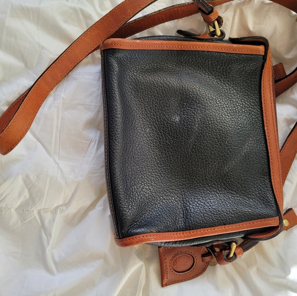 Liz Claiborne Vintage Genuine Leather Black & Brown Crossbody Shoulder Bag Purse - Picture 7 of 9